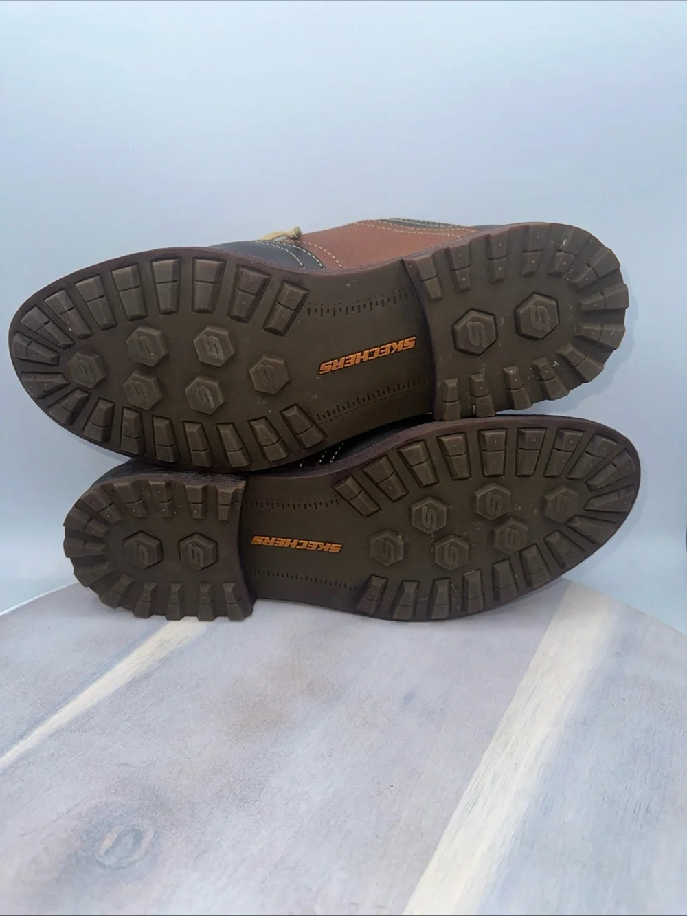 Skechers Two-Tone Brown and Tan Men's Oxford Shoes Hank Memory Foam. #1080